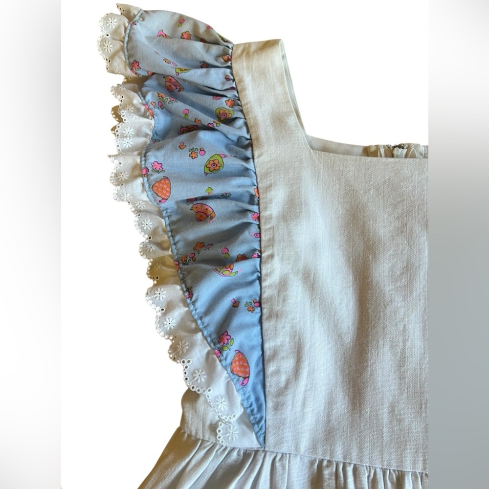 Handmade OOAK Boho Prairie Maxi Apron Dress Cottagecore Mushrooms Snails Retro - Picture 9 of 14